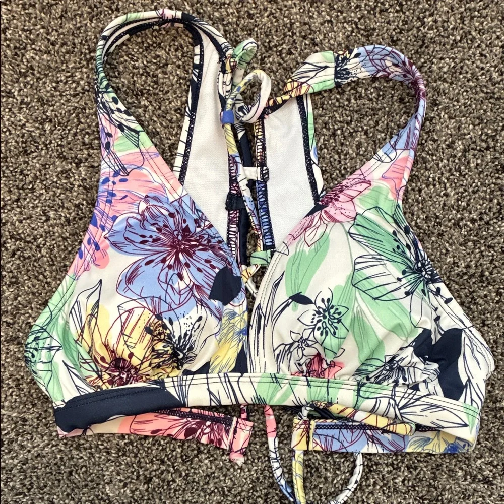 JoyLab Multicolor Floral Sports Cross Back Bikini Top - Size S